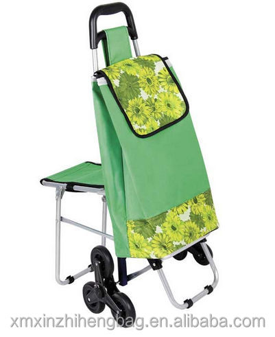 Durable cheap folding shopping trolley bag with seat from China supplier仕入れ・メーカー・工場