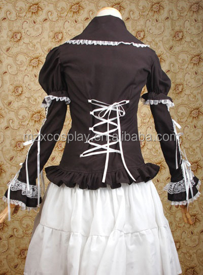 熱い販売の黒ロリータブラウス長袖かわいいファルバラハロウィンパーティの衣装クリスマス美しさのためのロングドレス問屋・仕入れ・卸・卸売り