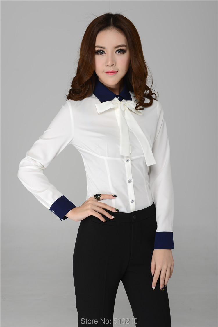New Fashion White Long Sleeve Elegant Professional Business Women New Fashion White Long Sleeve Elegant Professional Business Women