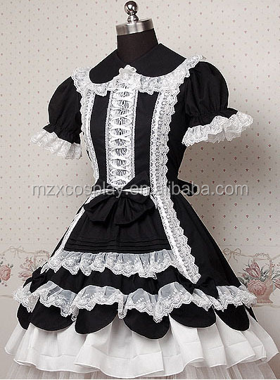 熱い販売の黒ロリータドレス半袖の綿かわいいハロウィンパーティの衣装クリスマス美しさのためのロングドレス問屋・仕入れ・卸・卸売り