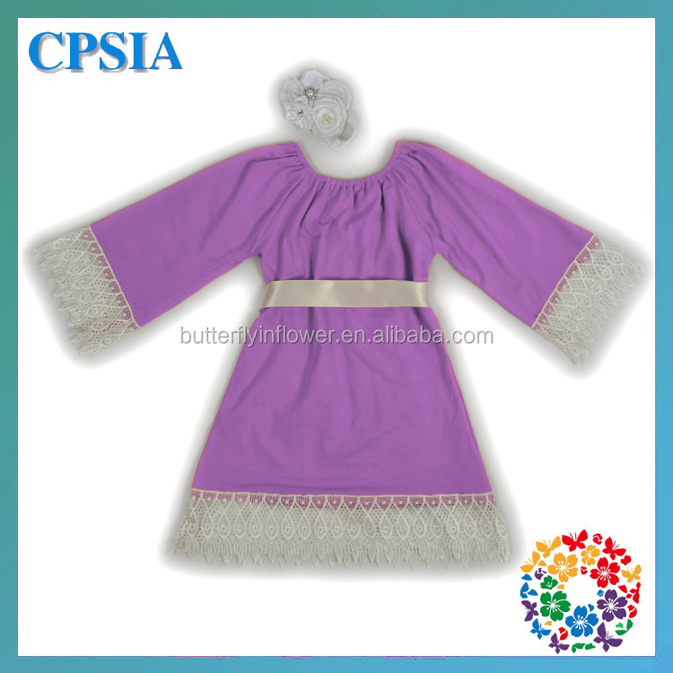 卸売冬のベビードレスのデザイン2014年薄紫色のドレス女の子のためのヘッドバンドのセットが一致する女の赤ちゃんのための誕生日のドレス仕入れ・メーカー・工場