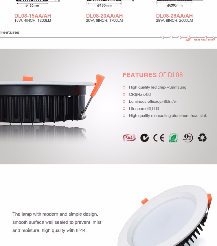 Saa smd ledダウンライト15ワット20ワット18ワット120 160 200ミリメートルカットアウト用オーストラリア市場仕入れ・メーカー・工場