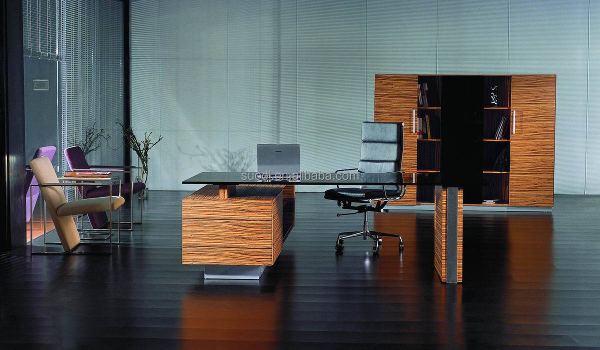 2014年suodi3280近代的な強化ガラスのオフィスの机の天然ゼブラをl字型オフィス机問屋・仕入れ・卸・卸売り