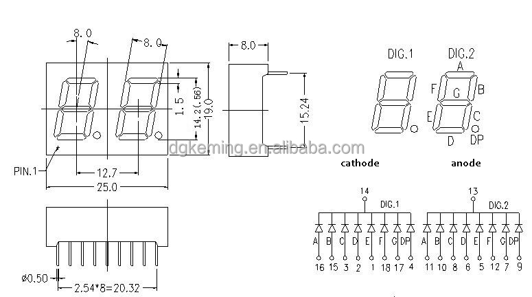 numeric Display Function ultra red 0 56 inch 7 segment led display 2 digit