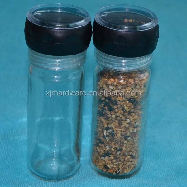 plastic pepper mill with glass bottle