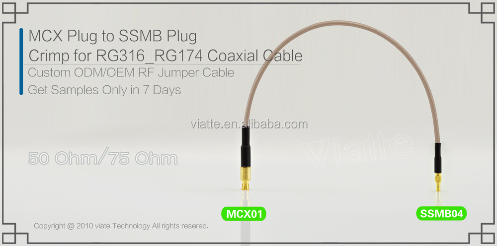 Mcxプラグ/へssmbオスプラグ/rg316_rg174オス圧着同軸ケーブルのコネクタのための仕入れ・メーカー・工場