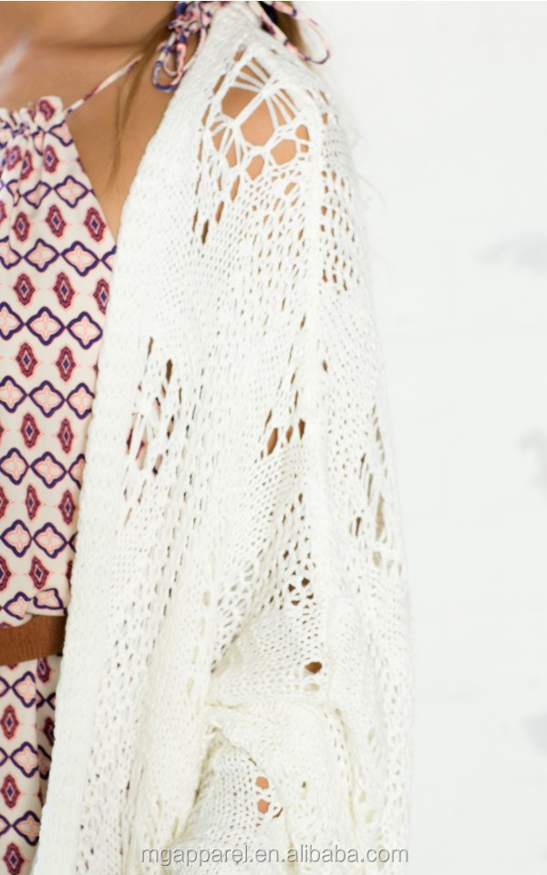 着物の女性ファッション性の高いフリンジの詳細着物白で手のかぎ針編みのカーディガン仕入れ・メーカー・工場