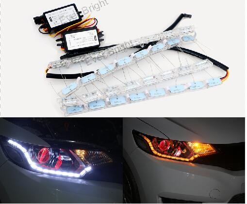 doble color blanco ámbar switchback led tira secuencial drl