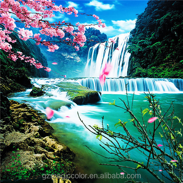 Beautiful Simple Art Waterfall Paintings - Buy Waterfall Paintings,art 