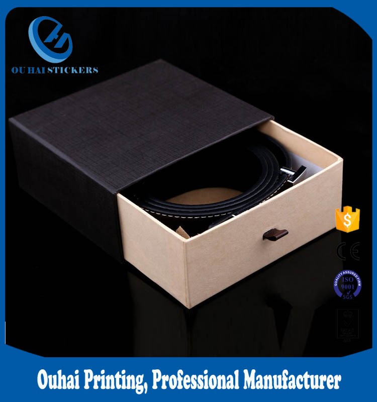black leather belt packing gift box paper drawer box on sale