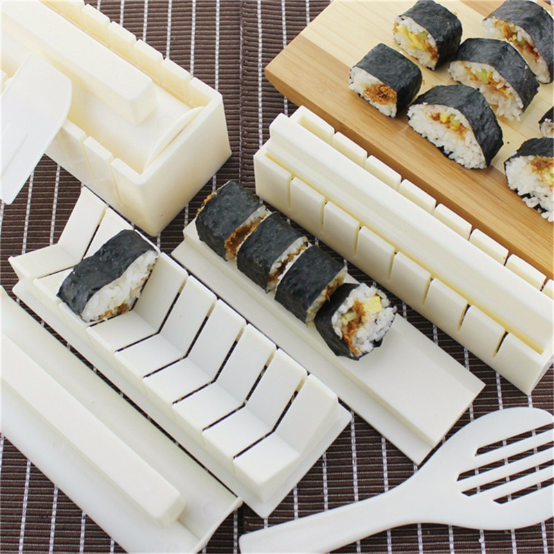 10pcs Set Plastic Sushi Roll Mold Diy Japanese Food Different Shape