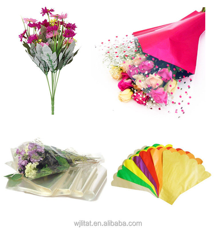カスタムデザインのロゴopp印刷プラスチック形状三方晶系の花の袖仕入れ・メーカー・工場