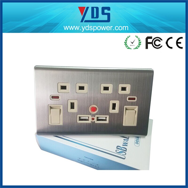 China Usb Wall Socket Uk With Double Usb Charging Ports For Uk 3 Pin