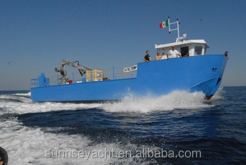 アルミ17m漁業作業船釣りのカタマランを養殖魚の餌付け用稚魚・輸送仕入れ・メーカー・工場