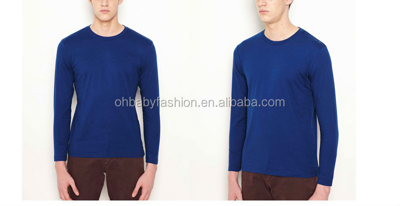 安いブランク2014年秋は、 男性を着用ロングスリーブtシャツ無地tシャツ安いtシャツメンズのための黄色のtシャツ卸売仕入れ・メーカー・工場