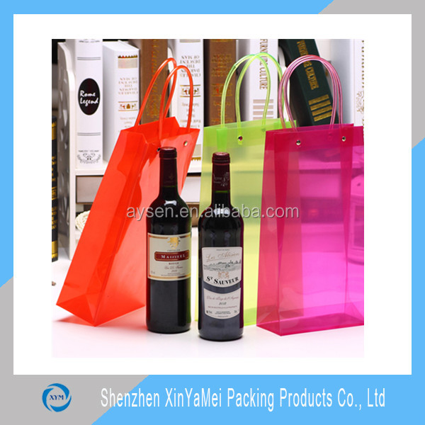 PVC Material and Zipper Top Sealing & Handle water bottle bag