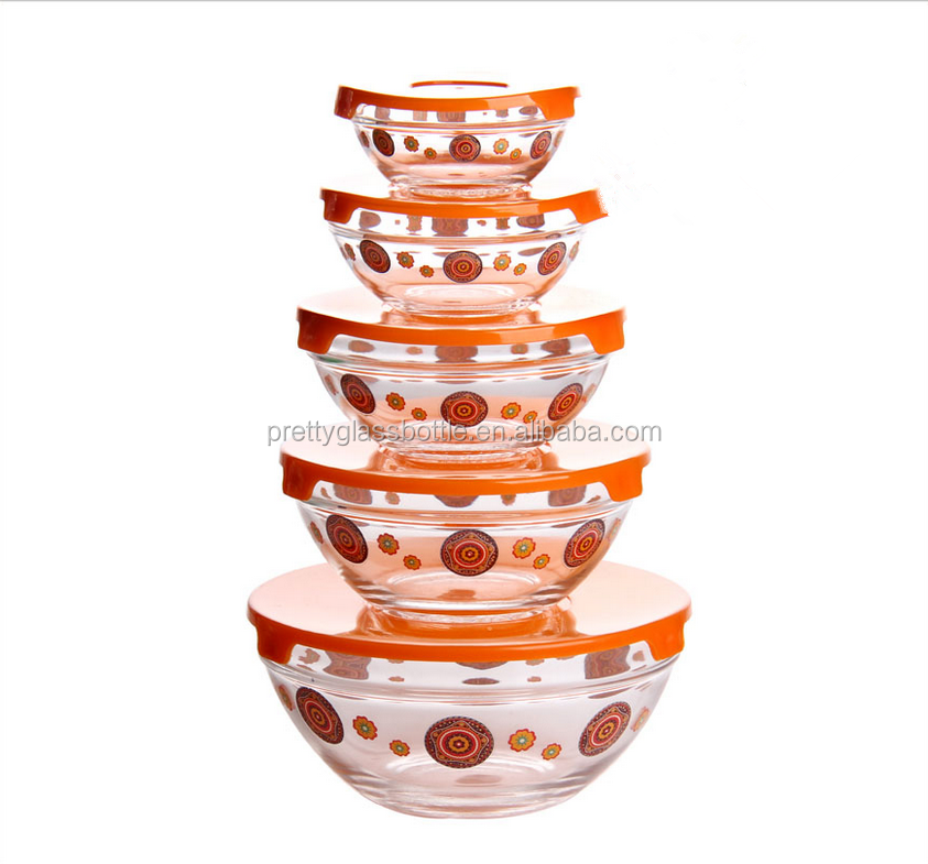 Hot Sale 5PCS 5oz/8oz/12oz/19oz/32oz Glass Salad Food Bowls Set with  Colorful Plastic Lid - China 5PCS Glass Bowls Set and Glass Bowls Set price