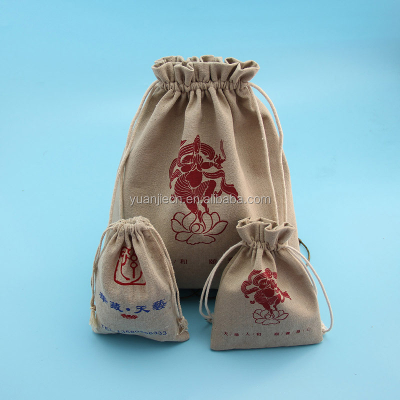 High quality ecofriendly cheap drawstring jute bag for Buddha
