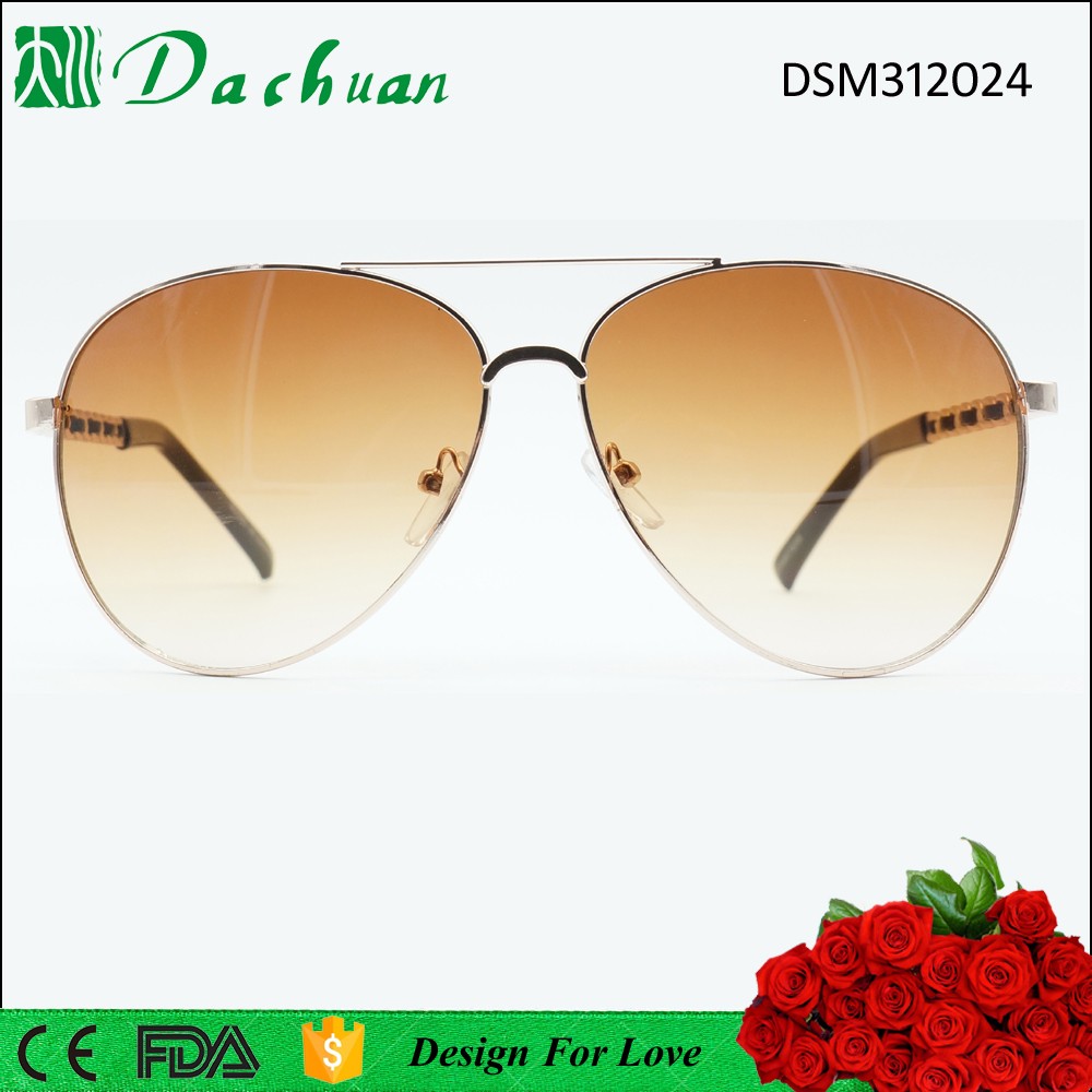 designer woman metal sunglasses with leather decorat