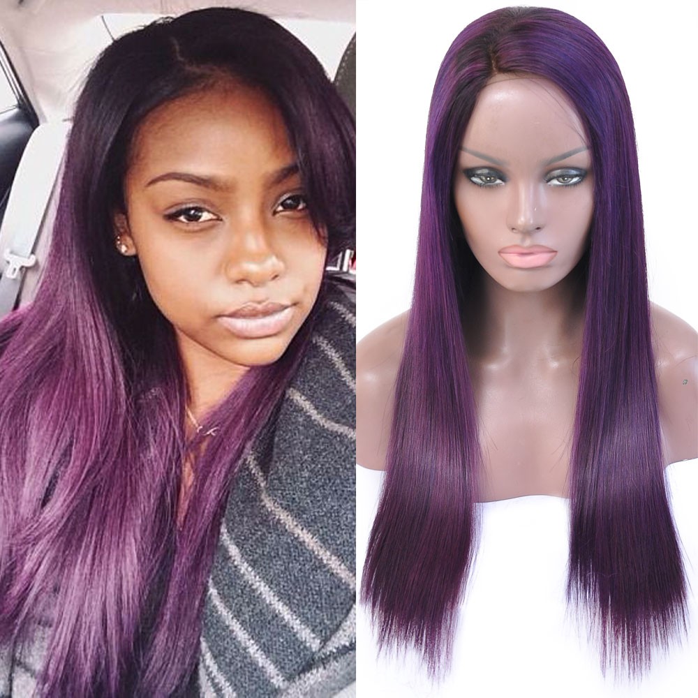 2016 Brazilian Remy Hair Purple Color Human Hair Full Lace Wig