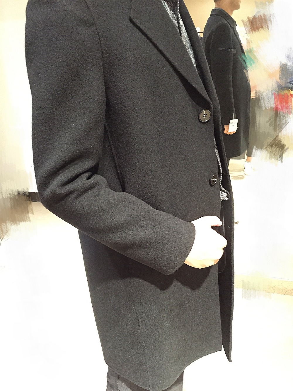 男性カシミヤ冬コート自然ウールオーバーコートスリムダブルブレストウールの装飾仕入れ・メーカー・工場