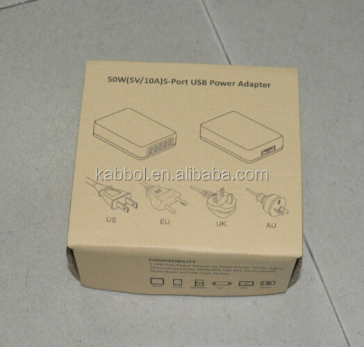 Kabbol50w5v10a5ポートusbデスクトップチャージャーusbウォールチャージャーw/sviwalプラグ用に設計されたリンゴとアンドロイド端末問屋・仕入れ・卸・卸売り
