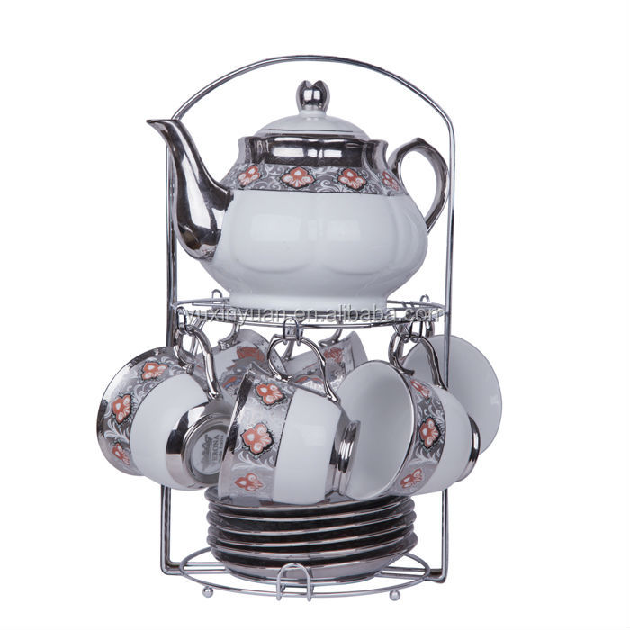 ロシア15個金属製のスタンド付きセラミックお茶セット仕入れ・メーカー・工場