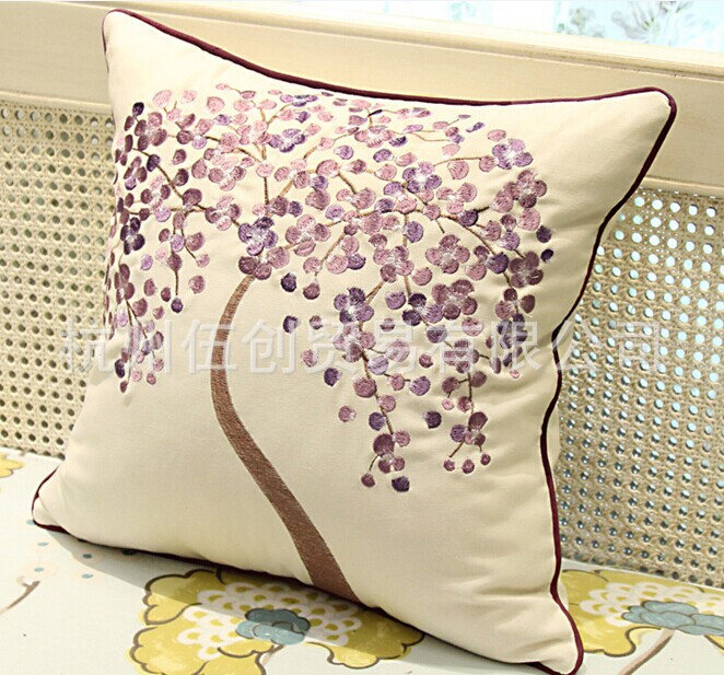 2017 Hot Sale Money Tree Embroidery Pillow Case Cotton Linen