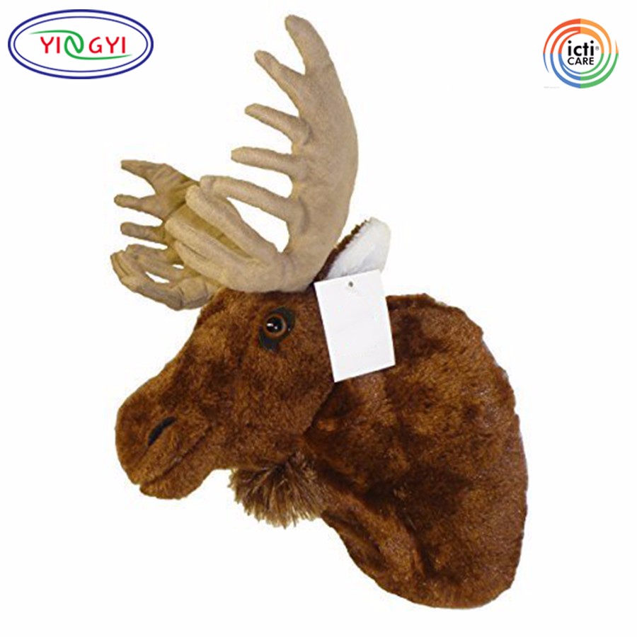 F247 Moose Plush Stuffed Animal Wall Mount Decorative Moose Animal Head