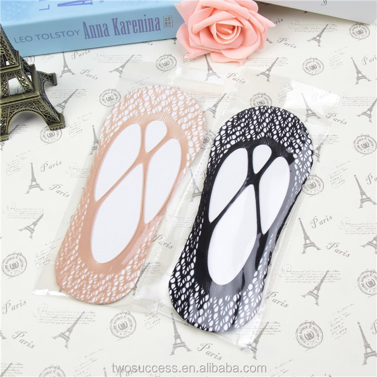 Lady's Custom Fashional lace silicone Invisible No-show Socks (2).jpg