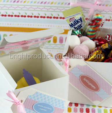 Single fancy white paper cup cake box with window