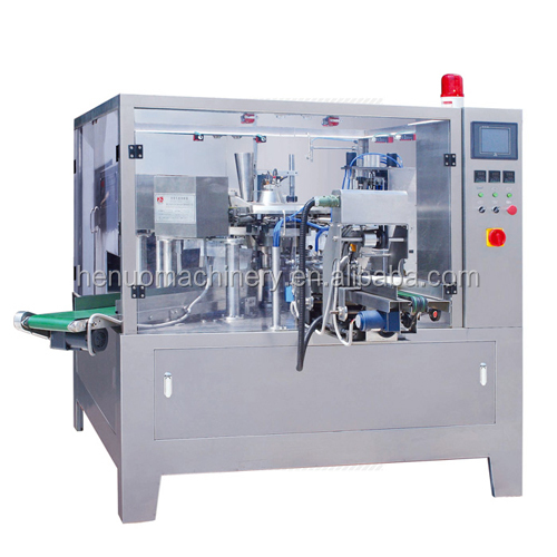Automatic packaging line for standup cocoa powder pouch