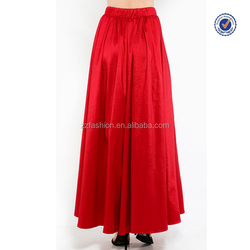 中国卸売の女性衣類赤2015フリルタフタ女性はロングスカート仕入れ・メーカー・工場