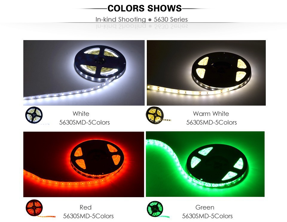工場セールス 12 ボルト の 24 ボルト防水led ストリップ ライト単一色、暖かい白クールホワイト 、 Rgb smd 5630 led ストリップ グリーン仕入れ・メーカー・工場