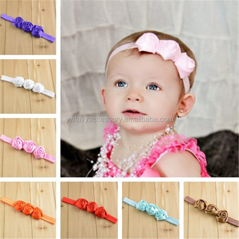984 New baby headband china 583   beautiful colorful satin rose flower baby headband,baby hair band 