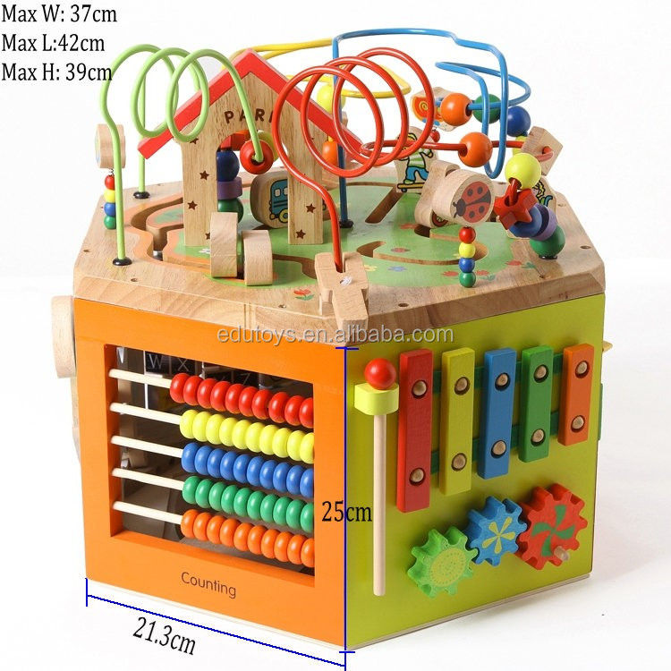 wooden cube activity center