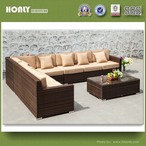 Outdoor Metal leisure garden synthetic rattan sofa set