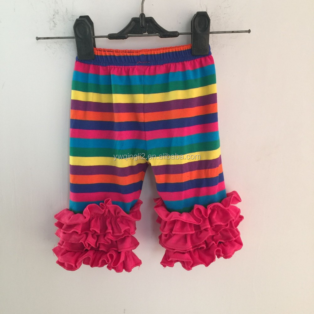 ホット販売虹トリプルフリルアイシングレギンス女の子高品質ベビーアイシングレギンス卸売子供レギンス仕入れ・メーカー・工場