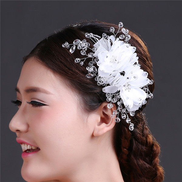 China Wholesale Wedding Hair Accessories Indian Crystal Flower