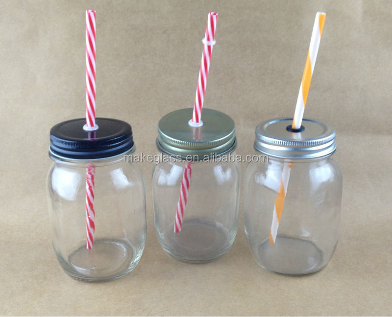 500 ML Transparent Mason Jars with straws