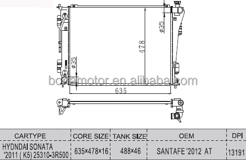 radiator for HYUNDAI SONATA 2011 25310-3R500 .jpg