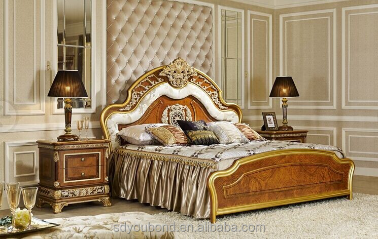0062 muebles de dormitorio de lujo real, oro cama, elegante juego ...