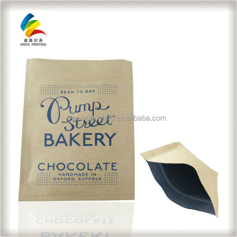 China kraft paper packaging bag with transparent window,using hot stamping for food packaging