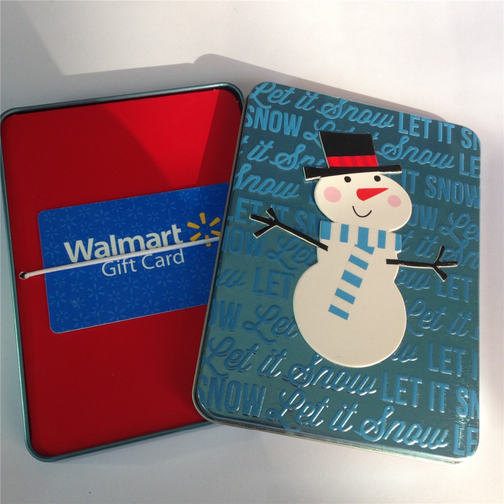 seasonal gift card tin packaging metal lidded box