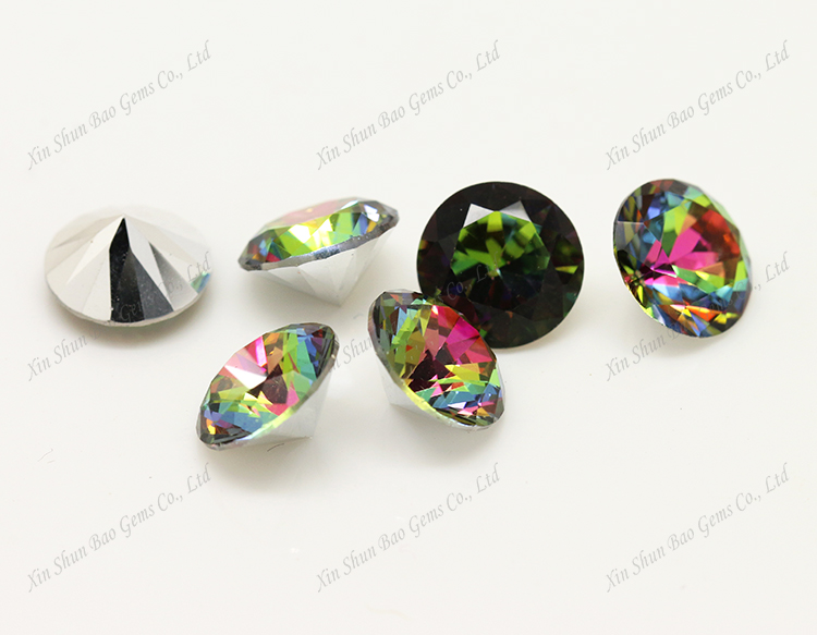 Wuzhou wholesale multicolor glass gemstone 7mm round