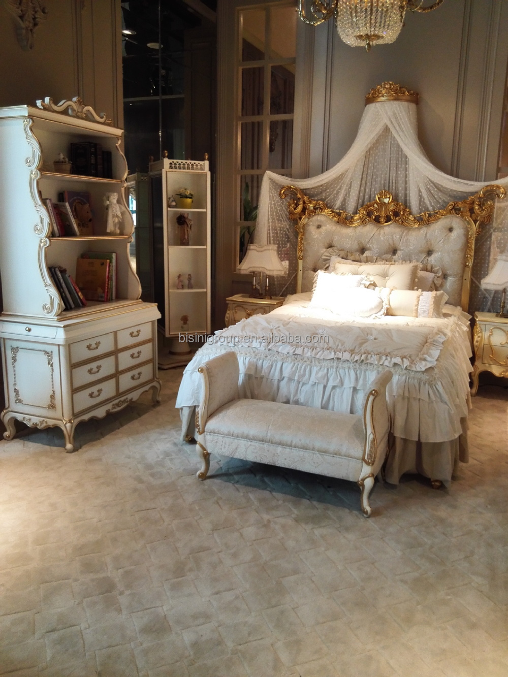 Antieke rococo beuken hout op maat pasgeboren baby bed, grote ...