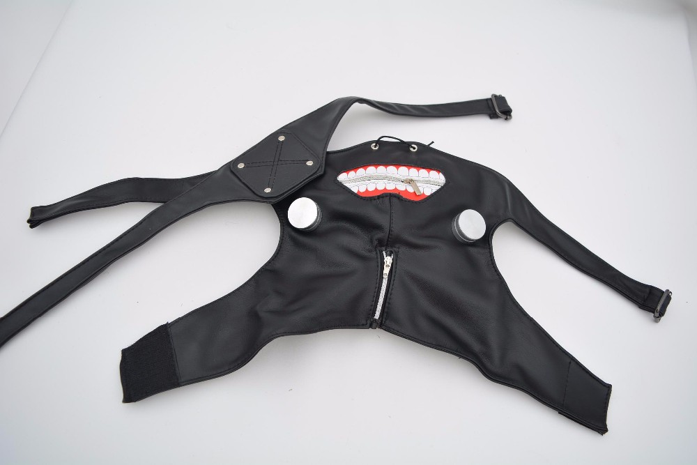 新しい熱い販売のアニメのコスプレハロウィン鋼アジャスタブルジッパーpuレザー日本kanekiクールブラインダーケン東京グールマスク仕入れ・メーカー・工場
