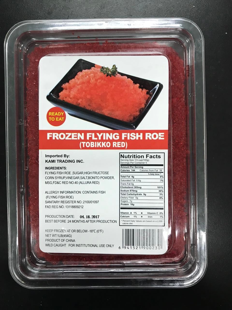 frozen sushi red flying fish roe tobiko