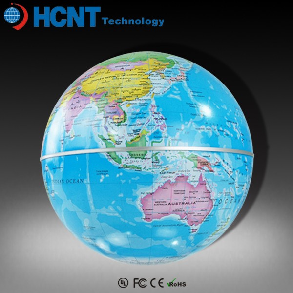 Suspended floating display magnetic levitating rotating globe