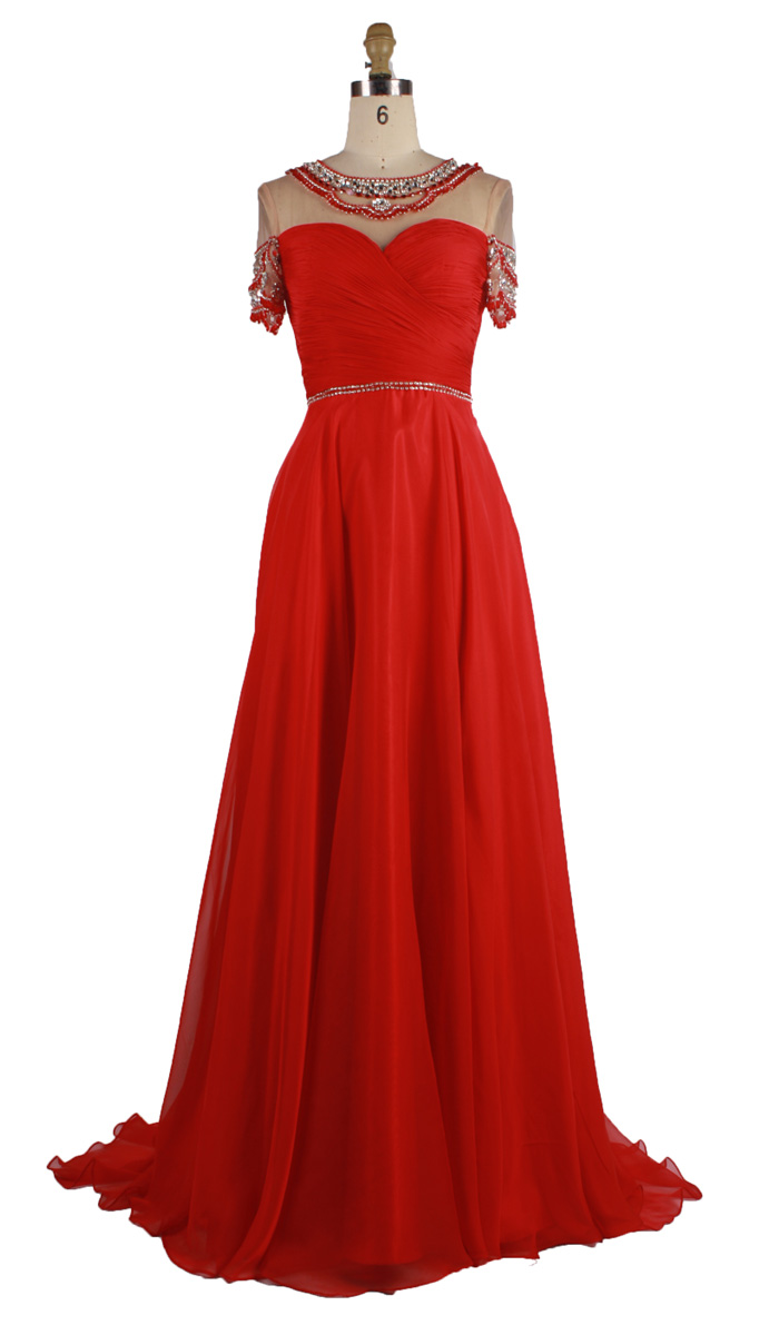 ファッションシフォン2015セクシーな赤のウェディングドレス問屋・仕入れ・卸・卸売り